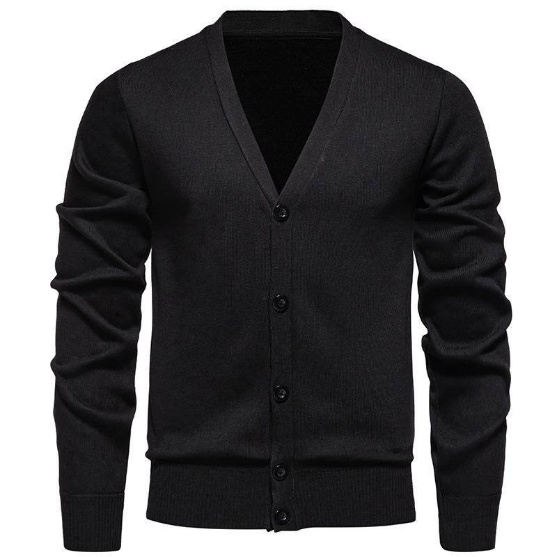 Men’s Solid V-Neck Fleece Lined Knit Sweater