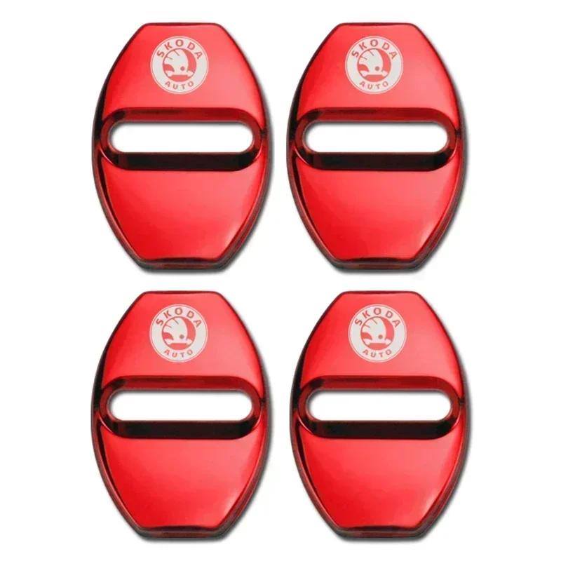 2026 Hot Car Door Lock Cover for SKODA Emblem Octavia Superb Kodiaq Fabia Rapid Spaceback Karoq Yeti Kamiq Metal Sticker Badge D