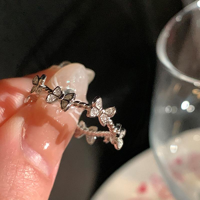 Niche Design Sense Zircon Butterfly Metal Ring Women'S Senior Personality Simple And Versatile Temperament Fashion Ring