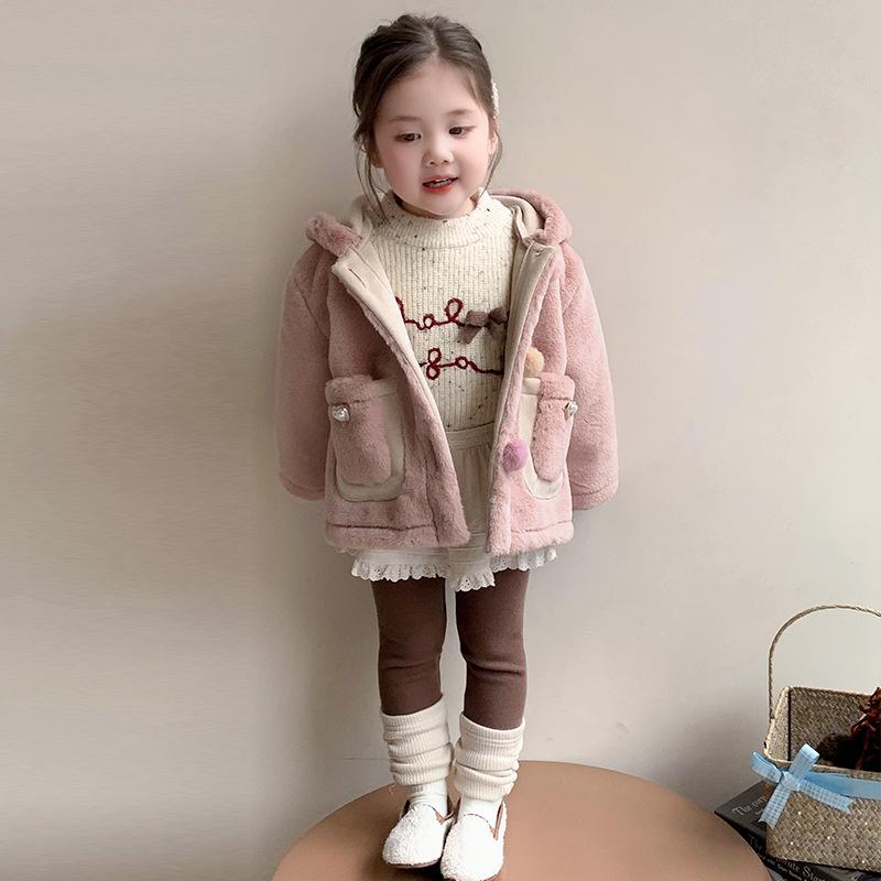 2025 Winter Kapuzen-Einteiler aus Kunstpelz für Baby-Mädchen – Süße & Warme Oberbekleidung