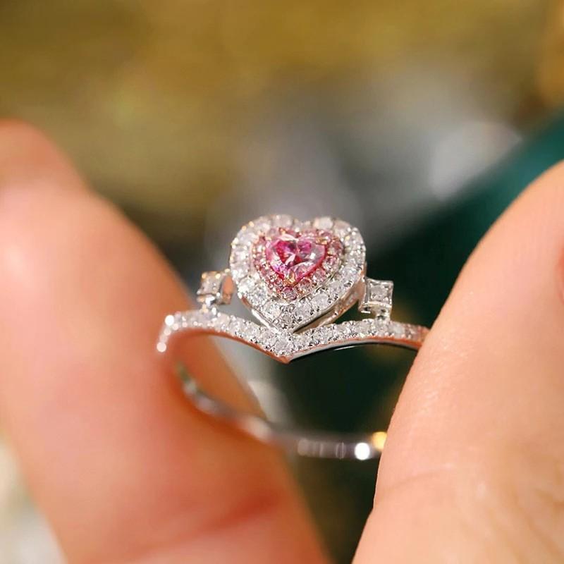 White Gold Frame Women s Plated Jewelry Unique Ring Korean Version Fashion Pink Zircon 2026 no. 6