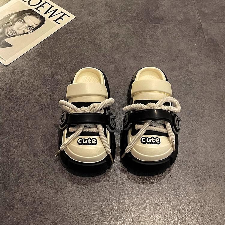 

Fashion Women s Sandals 2025 Summer Fashion Lace-up Non Slip Slippers Outdoor Height Increase Breathable Comfortable Flat Casual Shoes 35-36