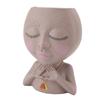 Face Planter Pot Multipurpose Resin Cute Girl Heads Succulent Flowerpot with Drainage Hole for