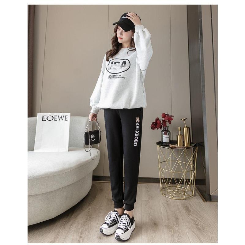Maternity Pants Spring, Autumn and Winter Outer Wear Fleece Thickened Sports Casual Sweatpants Loose Large Size