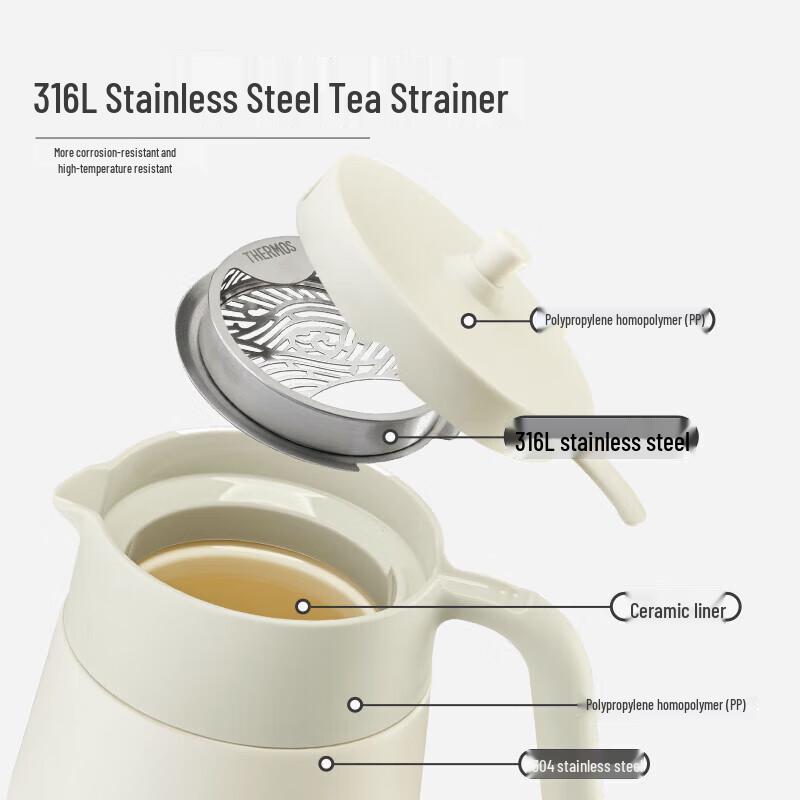 THERMOS 590ml Ceramic Lined Insulated Tea Kettle