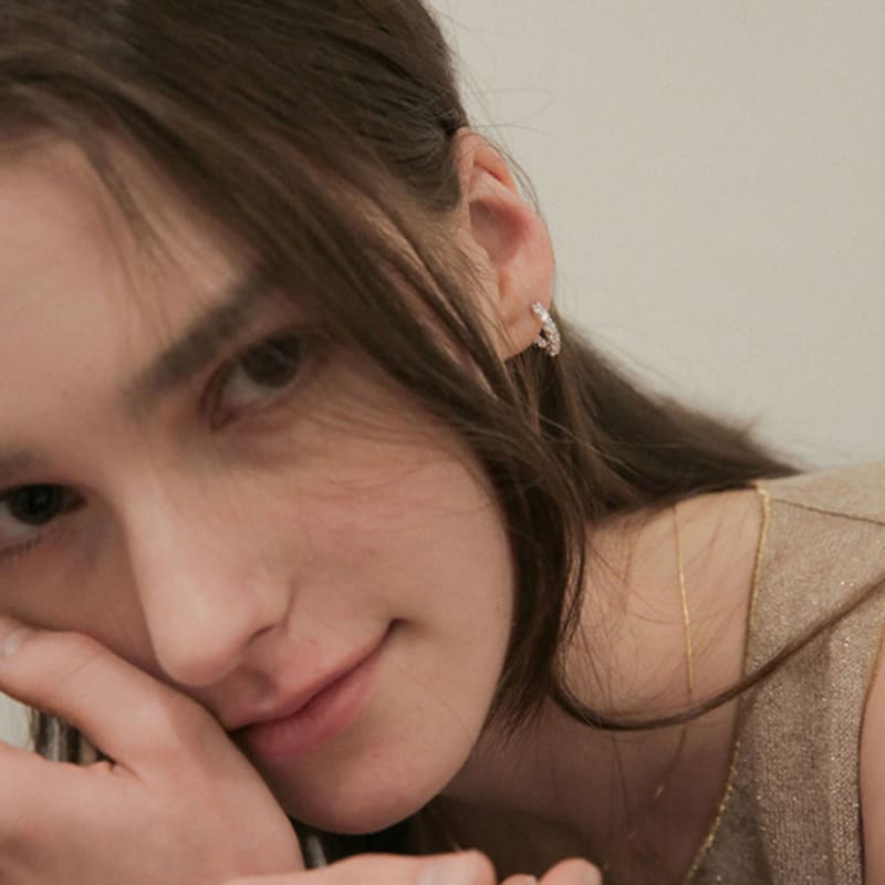 modernlike 14k gold-filled silver cubic trap one-touch earrings