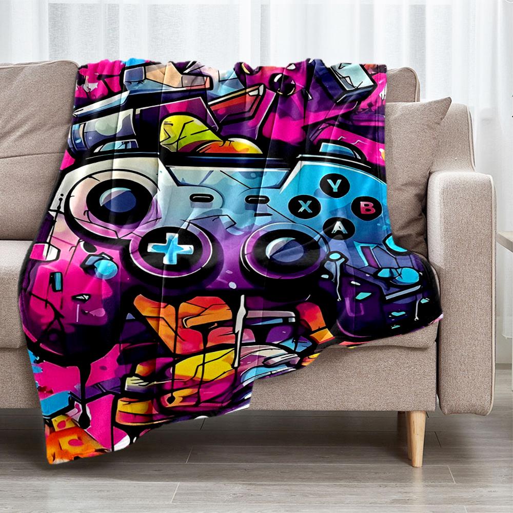 Game Controller Theme Printed Blanket - Perfect for Couch, Bed, Travel & Outdoor Use | Machine Washable, Cozy & Durable.