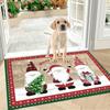 VIKAMA Cute Merry Christmas Doormat Soft Gnome Snowflake Border Anti Slip Rug For Porch Entryway Holiday Home Decor