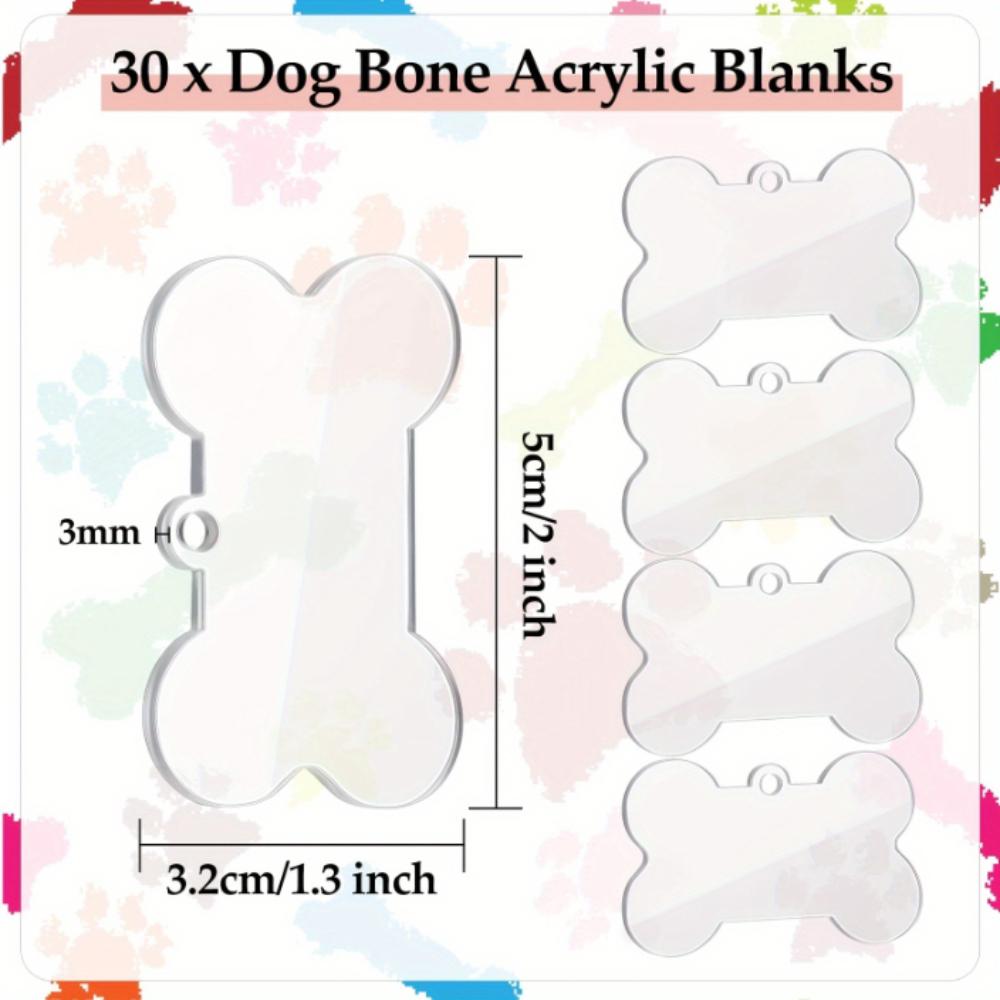 20/30pcs clear pressed acrylic blank,dog bone diy ornament clear pressed acrylic disc,wall decor holiday label holiday decor