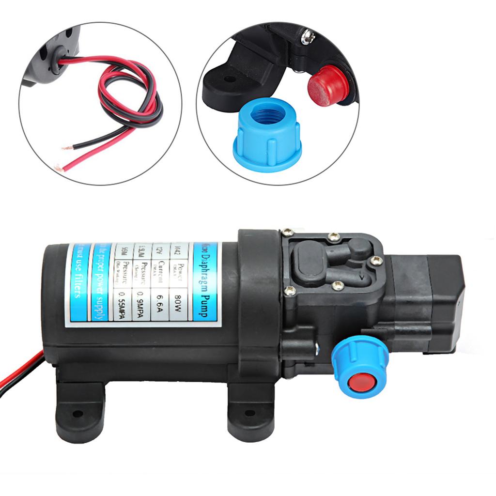 Pompă de apă electrică cu diafragmă micro de înaltă presiune, autoamorsantă, 80W, 12V DC pentru spălarea mașinii, presiuni