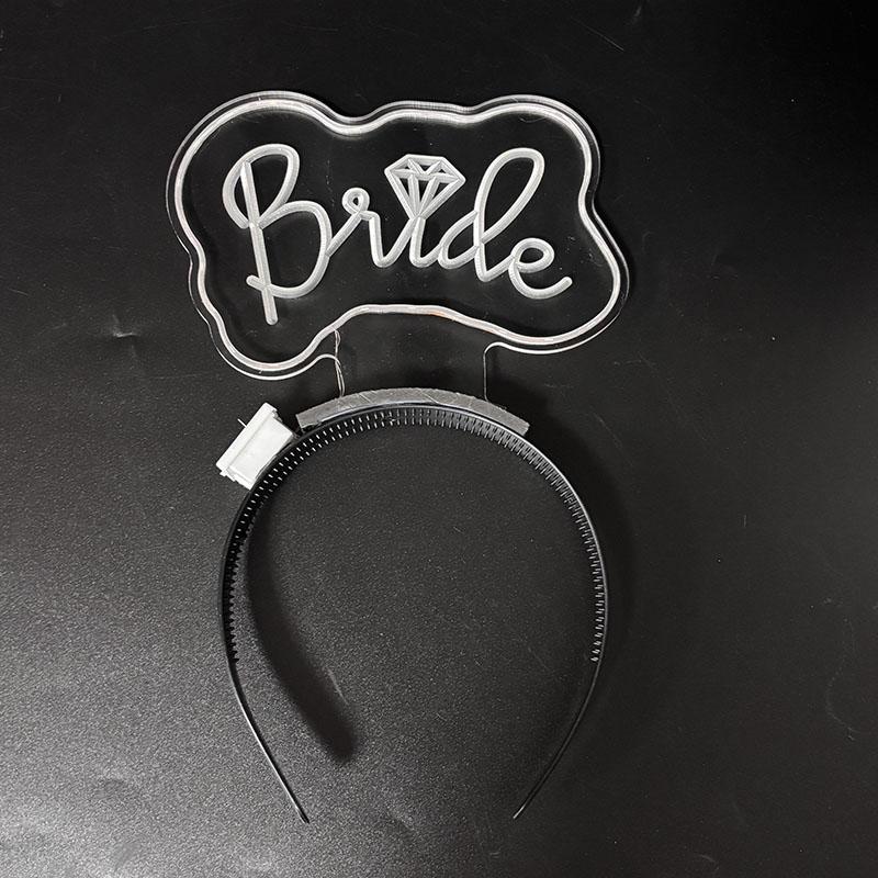 LED Acrylic Headband Wedding NightClub Hen Night Bride To Be Gift Fashion Glowing Bride To be Headband White Glow Hairband
