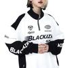 Unisex Retro Colorblock Racing Sweatshirt - Spring/Autumn Trendy Half-Zip Motorcycle Jacket.