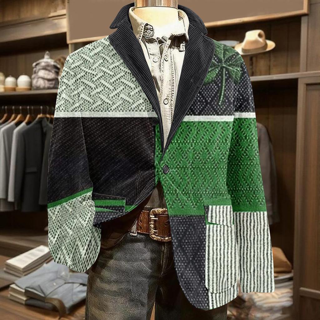 Herren Druck Kord Warm Taschen Anzugjacke Cardigan Herren Freizeitanzug
