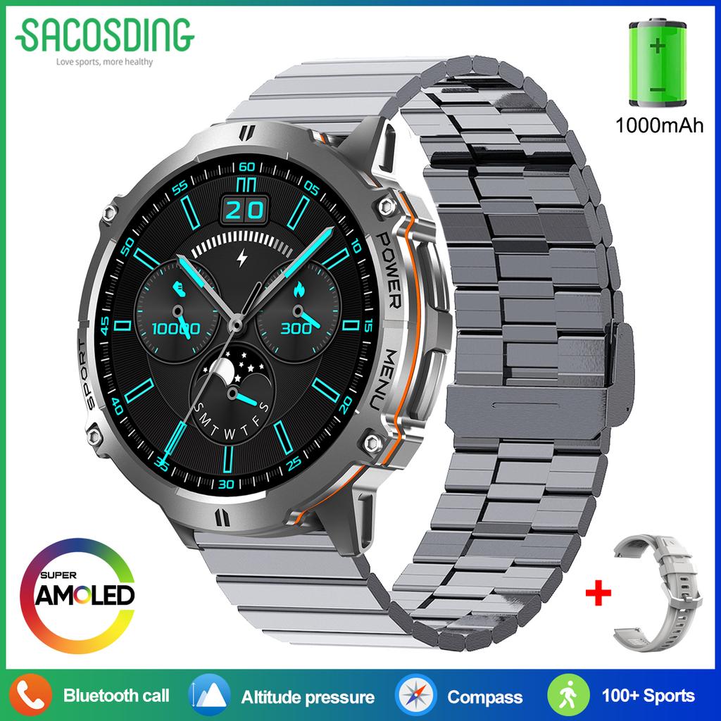 Nová vojenská T-REX3 GPS Track Chytré hodinky pro muže 1000mAh Velká baterie 10ATM Vodotěsné HD Bluetooth volání Venkovní sportovní chytré hodinky