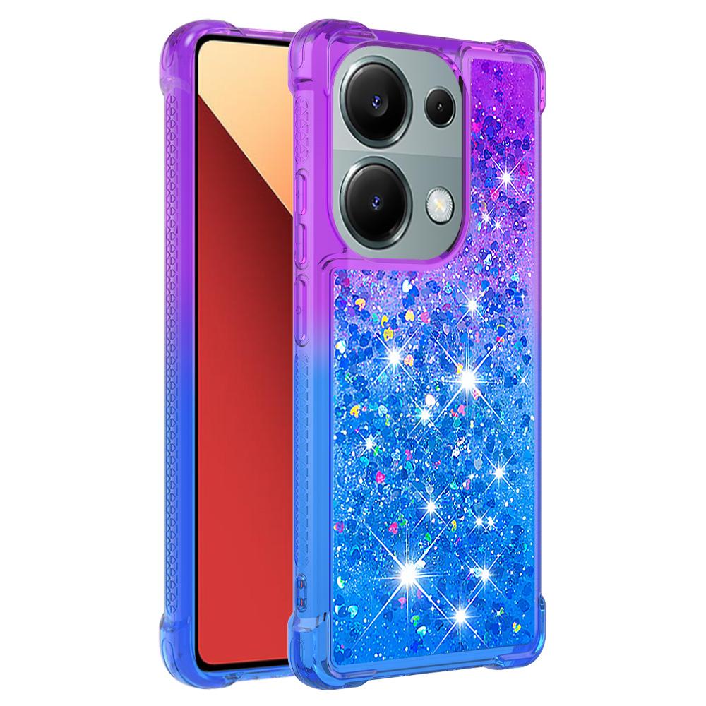 

For Xiaomi Redmi Note 13 Pro 4G/Poco M6 Pro 4G TPU Case Gradient Quicksand Phone Back Cover Purple+Sky Blue