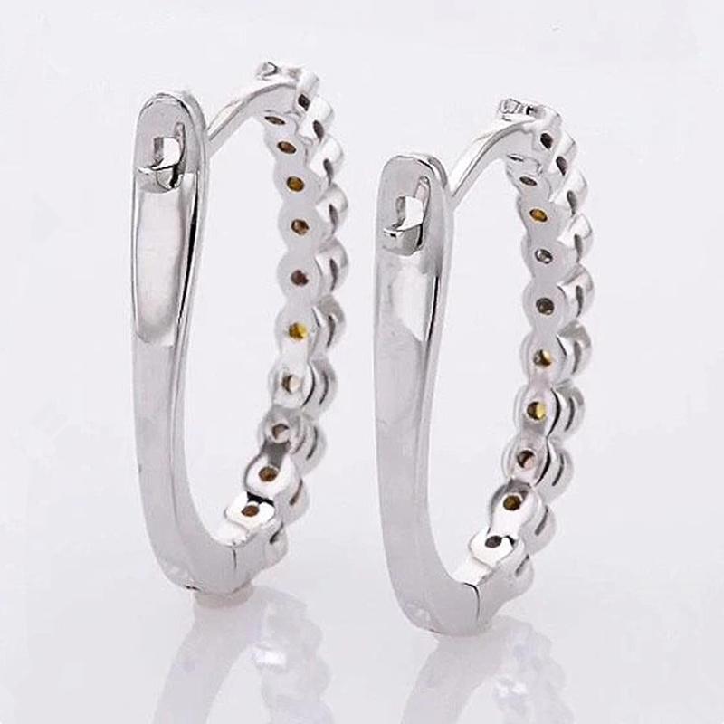 BELLA BOX Chic U Hoop Earrings with CZ Stone for Women Simple Stylish Design 2021 Trend Female Earrings Statement Jewelry