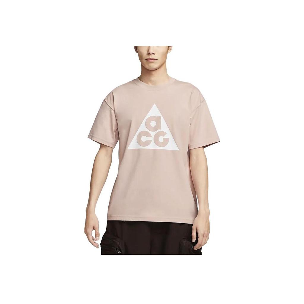 Nike T-shirt da uomo con stampa logo ACG, vestibilità larga, girocollo, maniche corte, colore rosa DJ3645-601
