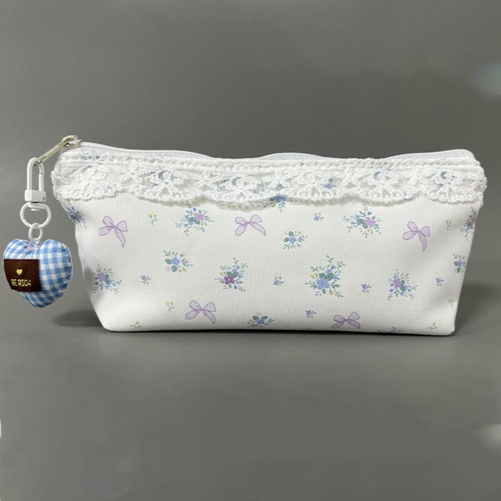 New Lace Floral Design Pen Bag Large Capacity Multifunctional Pencil Case Stationery Bag Gift