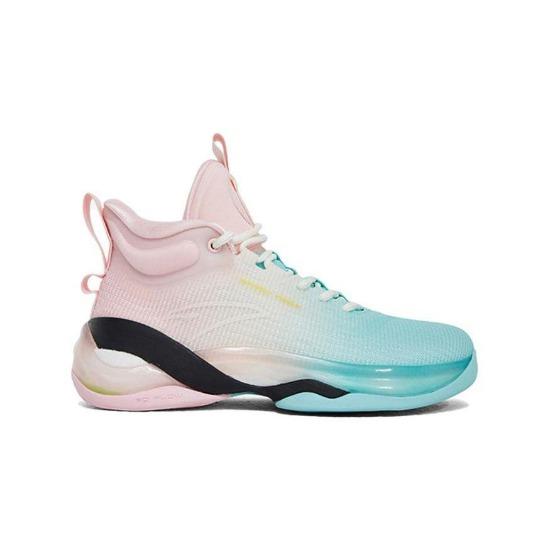 Anta Kinder KT7 Stickstofftechnologie Professionelle Rutschfeste Verschleißfeste Stützende High-Top Basketballschuhe Kinder Basketballschuhe Blau Rosa 312221130-3