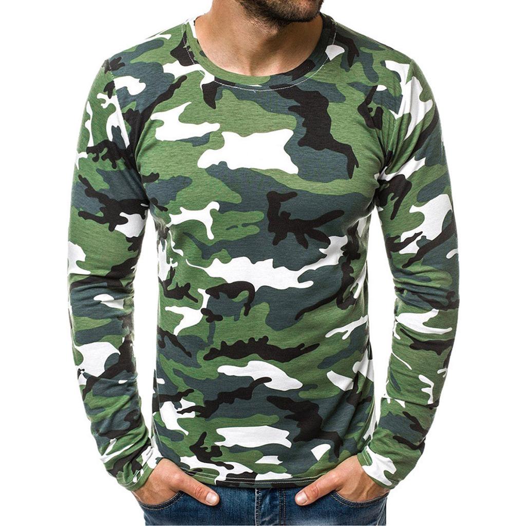 Koszulki z długim rękawem dla mężczyzn, moda męska z nadrukiem O-Neck T-shirt Topy Casual Sport Athletic Pullover Bluzka