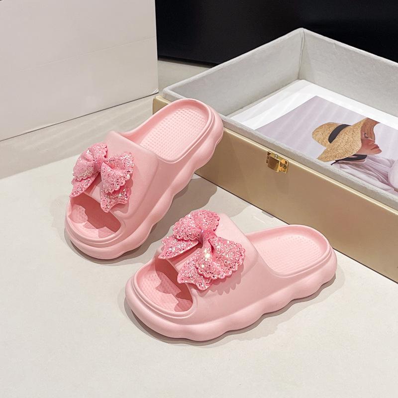 Girls' Soft Sole Non-Slip Bow Slippers for Outdoors - Princess Style