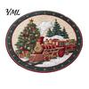 Soft Imitation Cashmere Rug Round Christmas Rug, 39" Santa Snowflake Pattern, Non Slip Carpet Holiday Area for Home Living Room Bedroom Decor Washable