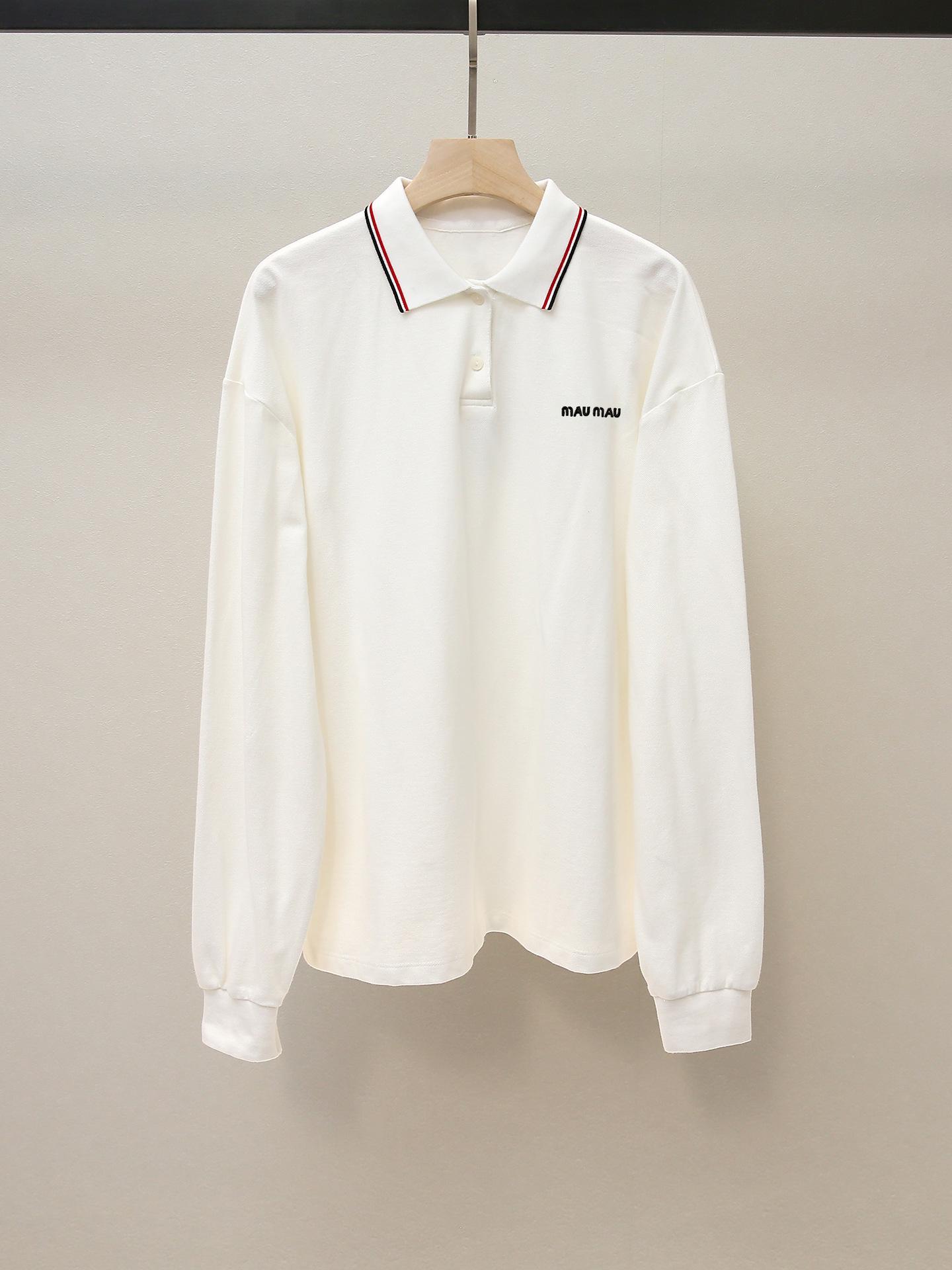 

Autumn Korean Style Color Block Turn-Down Collar Long Sleeve Loose Polo for Women S слоновая кость