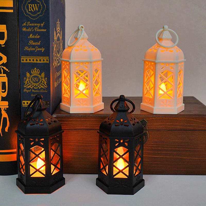 Retro Desktop Lamp - Halloween Ambient Decor & Creative Gift Hexagonal Led Wind Lamp Candle Lamp Portable Pony Lamp
