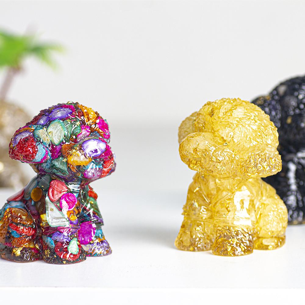Figurine Chien Teddy Art Résine Décoration Cristal Pour Cadeau Et Décoration Intérieure