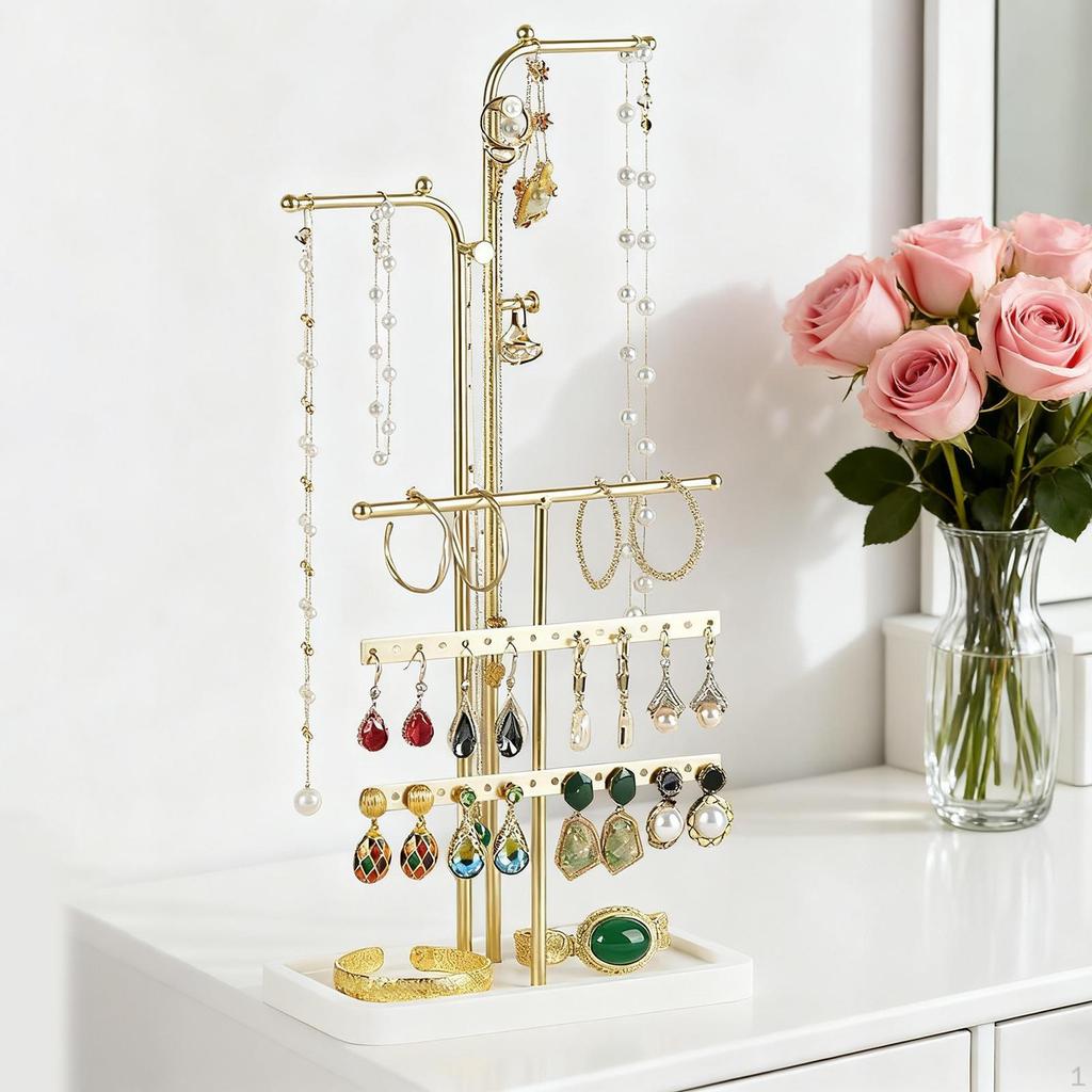 Tier Jewelry Tree Stand Display Multipurpose Iron Jewlery Tower Necklace Bracelet