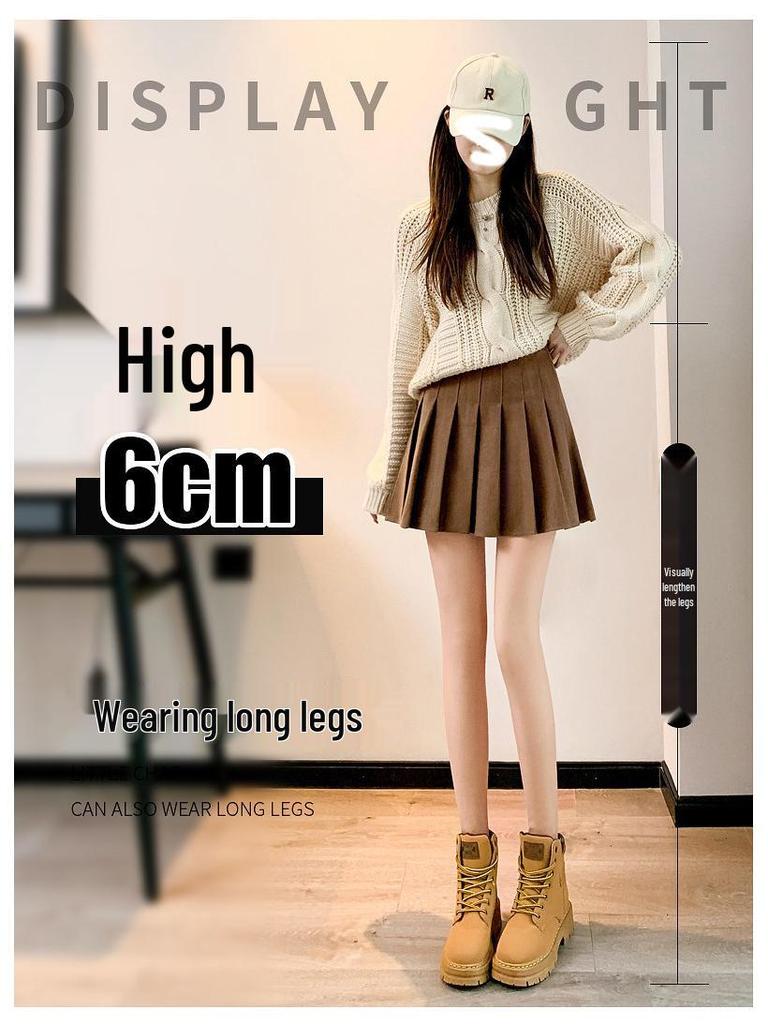 Maillard Kaffee Wolle Falten A-Linien Rock - 2026 Herbst/Winter High-Waist Khaki Kurzer Rock