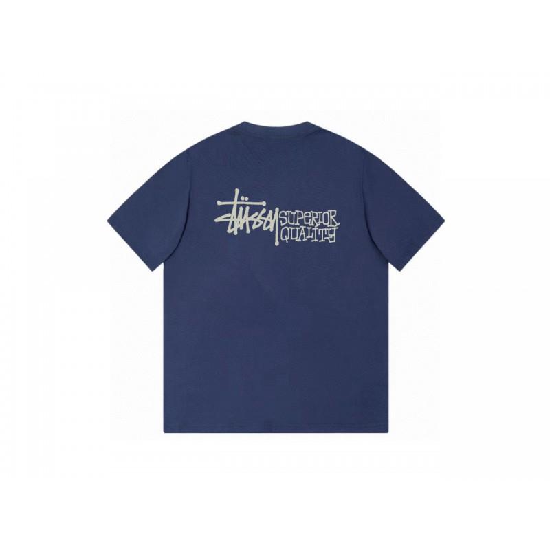 Stussy Short Sleeve T-Shirt Teens Loose Fit 270g Cotton Round Neck Casual Wear