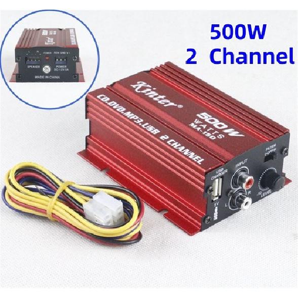 12V Mini Hi-Fi 500W 2Channel Stereo Audio Amplifier Car Motorcycle 20Hz ~ 20 KHz