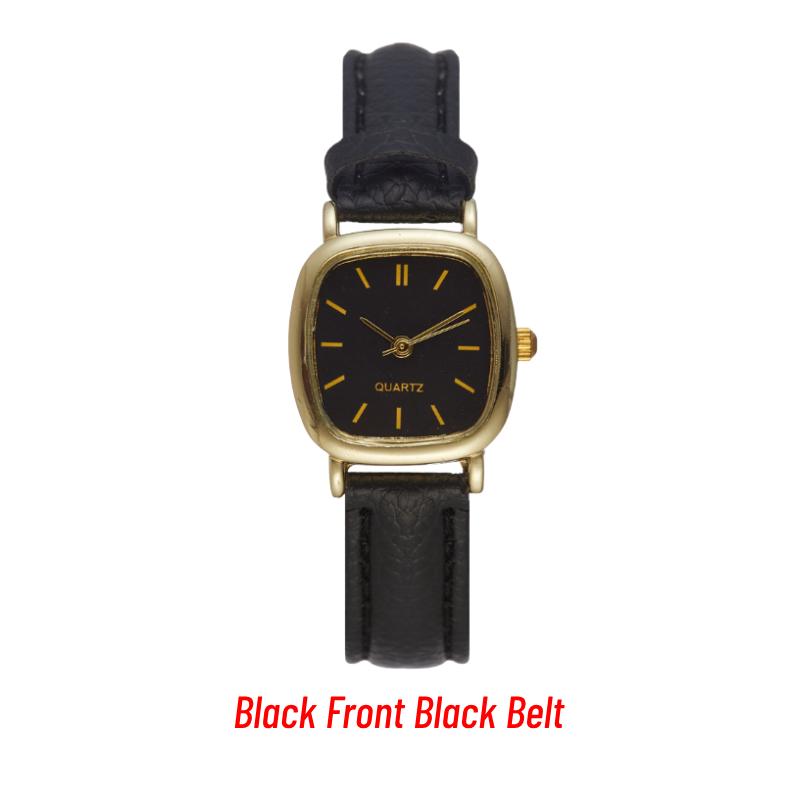 Square Minimalist Quartz Watch Women Petite Wrist Retro Synthetic Leather Strap