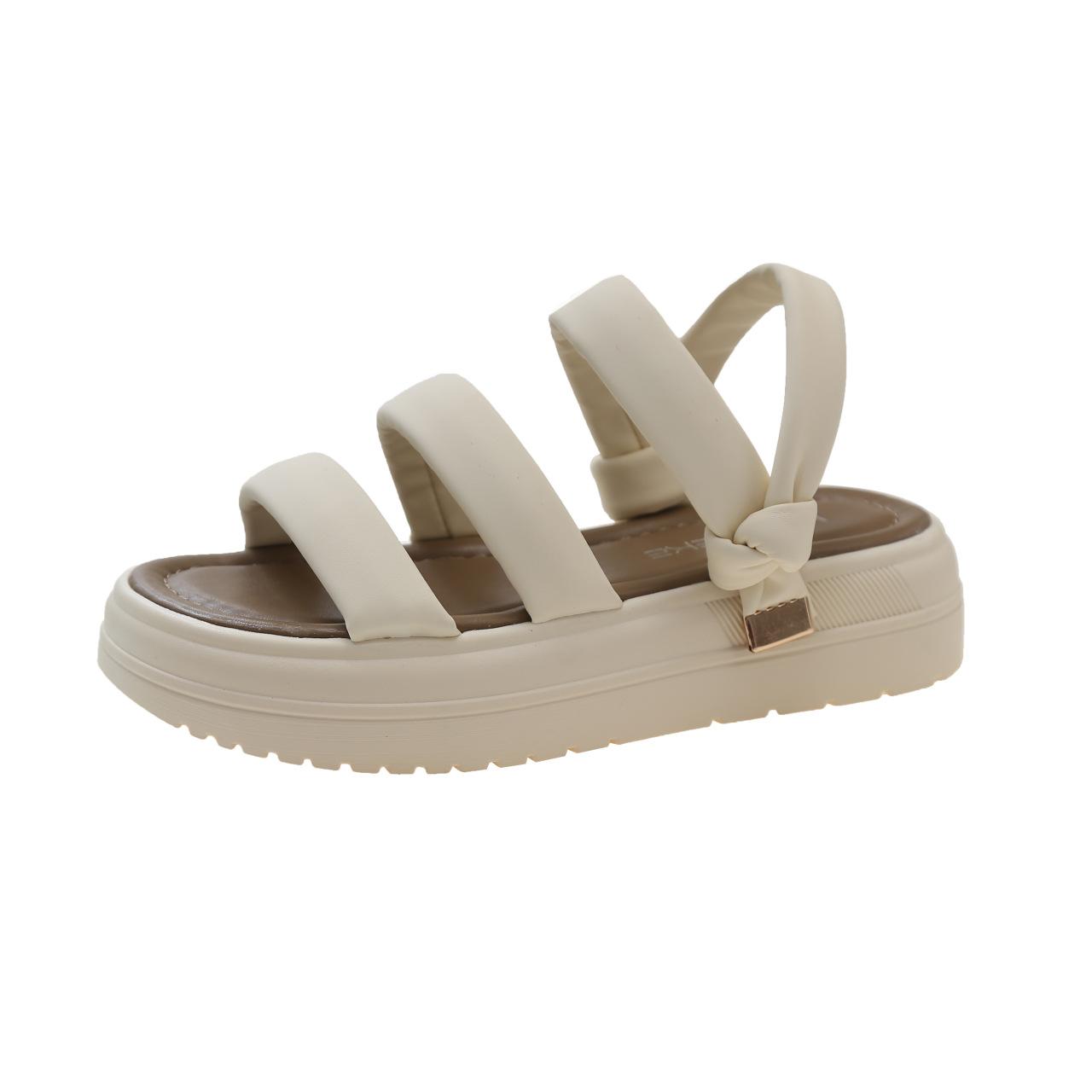 

Повседневные сандалии на плоской подошве для женского лета, новые, для ленивых людей, с одним ремешком и толстой подошвой, пляжные сандалии для студенток 40