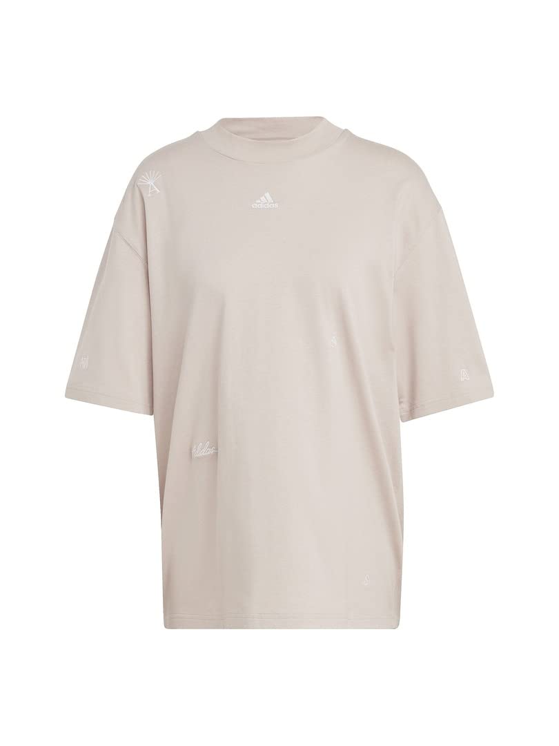 

Женская футболка Adidas с графикой, вдохновленной целебными кристаллами, с коротким рукавом, большого размера L, EVD89, брезентовый/белый (IC8669),