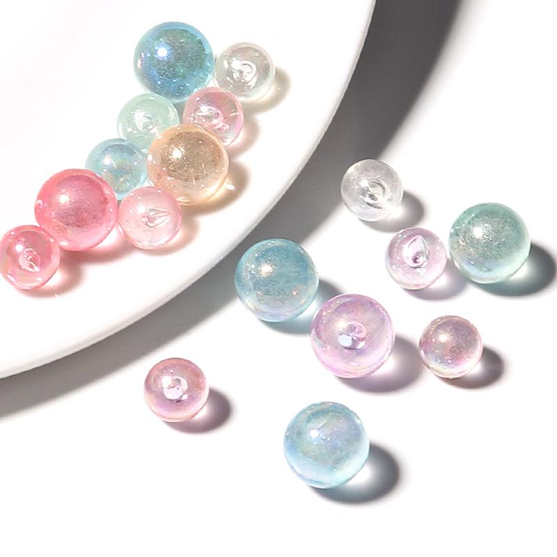 100-200pcs 6/8/10mm AB Color Imitation Pearl Beads Round Acrylic Beads No Hole Loose Beads For Jewelry Making DIY Accessories