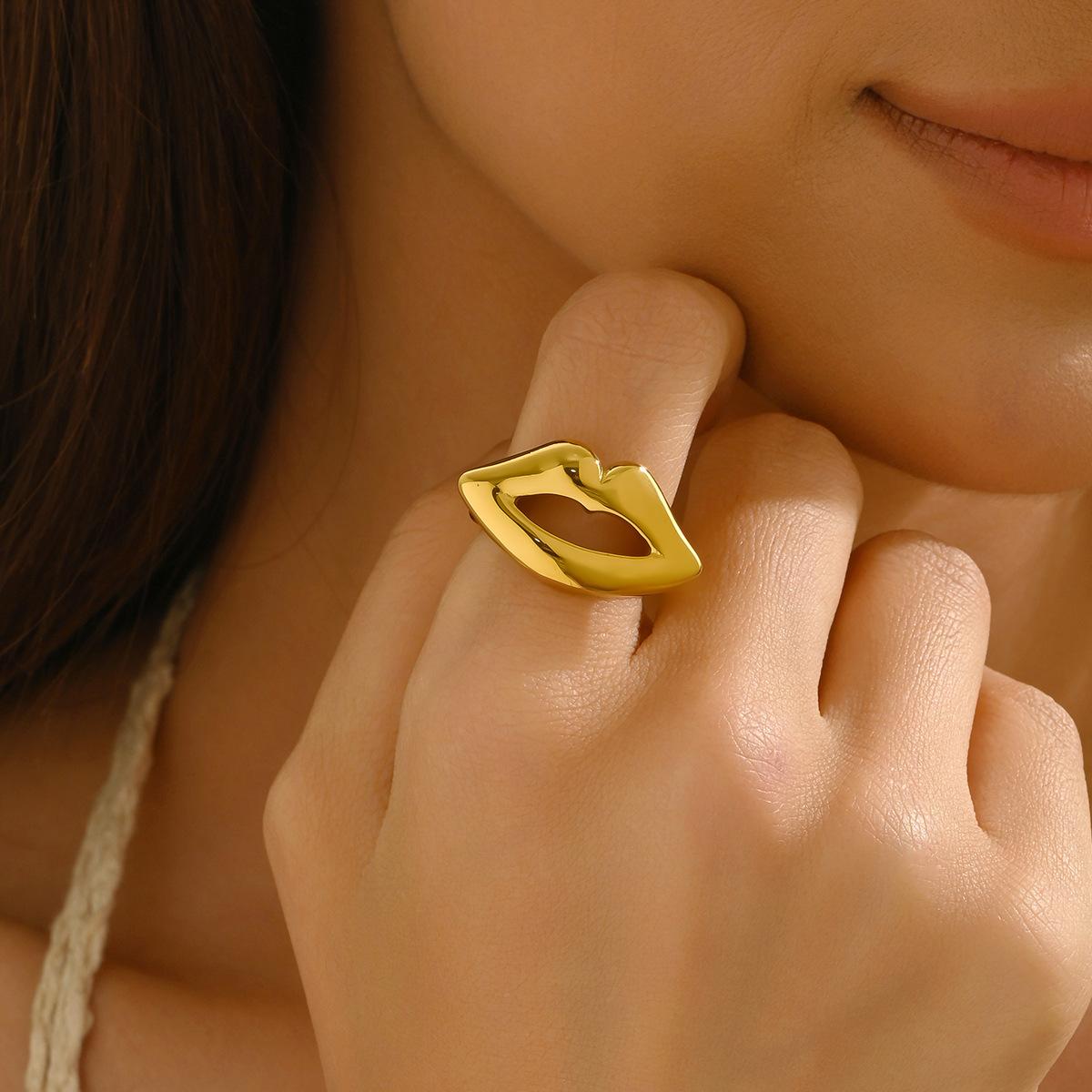 

Кольцо женское нового стиля, геометрический дизайн губ, металлическое открывающееся кольцо на указательный палец, женское универсальное кольцо