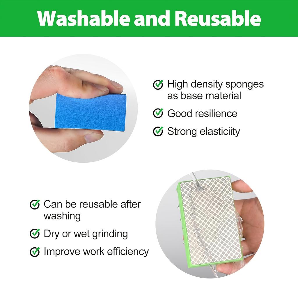 4PCS Diamond Hand Polishing Pads Tile Edge Grinder Tool Set for Ceramic Marble Stone Grinding and Smoothing with Multiple Grit Levels