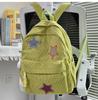 Schoolbag New Corduroy Star Patch Backpack Women's Large Capacity Casual Bag Women's Soft Sister Cute Middle School School Bag