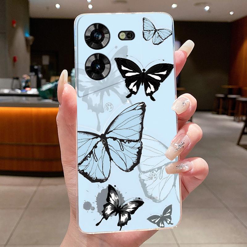 For Techno Pova 5 LH7n 5Pro LH8n Phone Case Tecno Pova 5 Pro Case Clear Luxury Fashion Butterfly Flowers Soft TPU Silicone Cover