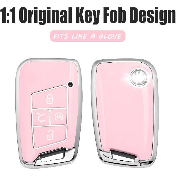Montague Key Fob Cover for Volkswagen with Keychain, Premium TPU Key Case Compatible with VW Tiguan Atlas Taos SEL Jetta GLI Passat Arteon Remote
