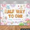 2D Pastel Sweet Half Birthday Background Cloth, Baby Photo Booth Tapestry