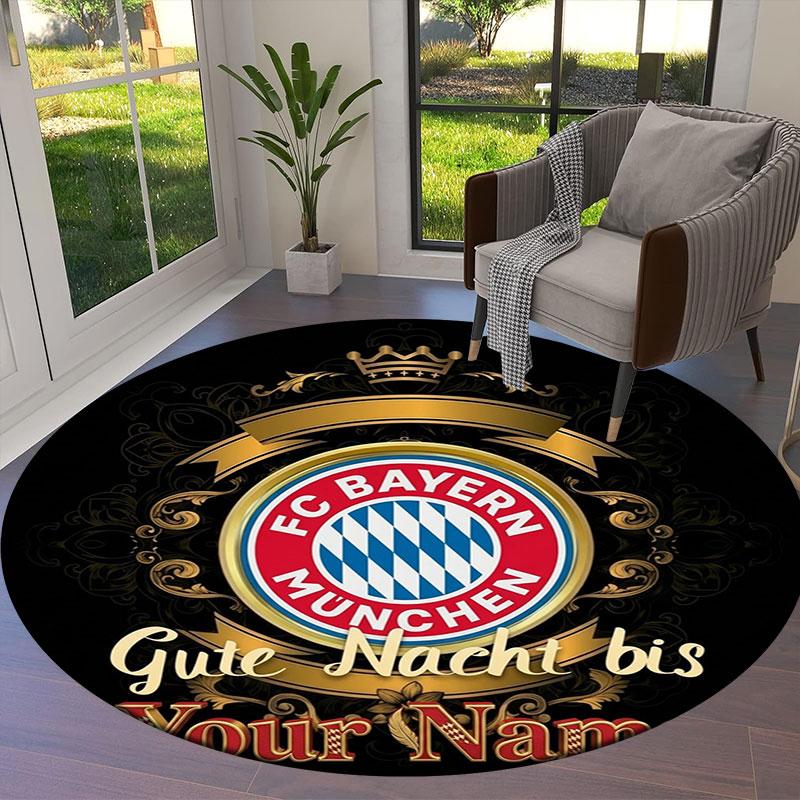 FC Bayern Munchen Custom Name Round Area Rug,Carpet Rug for Living Room Bedroom Sofa Playroom Decor,Non-slip Floor Mat