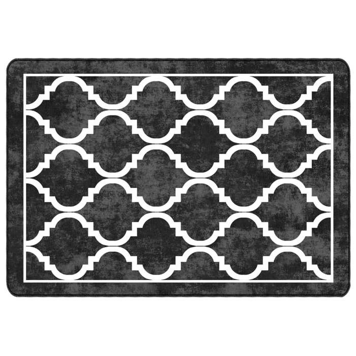 VidaXL Tapis lavable noir et blanc 120x180 cm antidérapant 136605