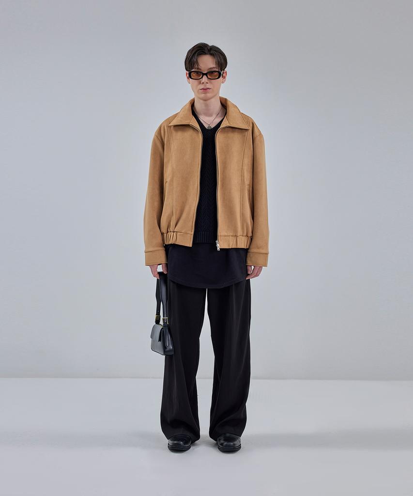 Ironyporno Whiteline 86-Iro231 Curved Stitch Blouson Suede Jacket Camel