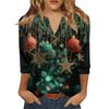 Women's T Shirt Print Button 3/4 Sleeve Daily Weekend Fashion Basic V- Neck Regular Top