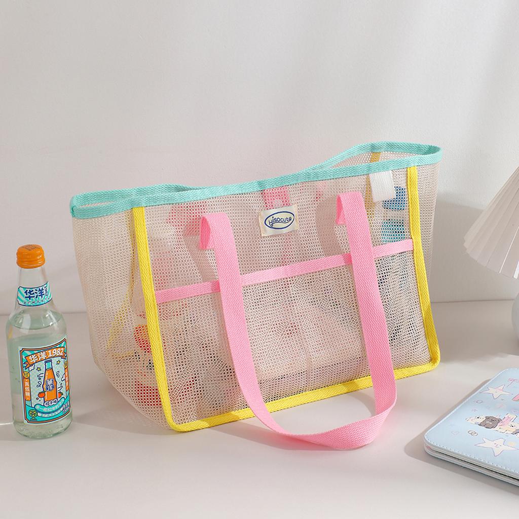 Summer Simplicity Mesh Women's Portable Bag Camping Portable Snacks Buggy Bag Large Capacity Supermarket Shopping Bag Women