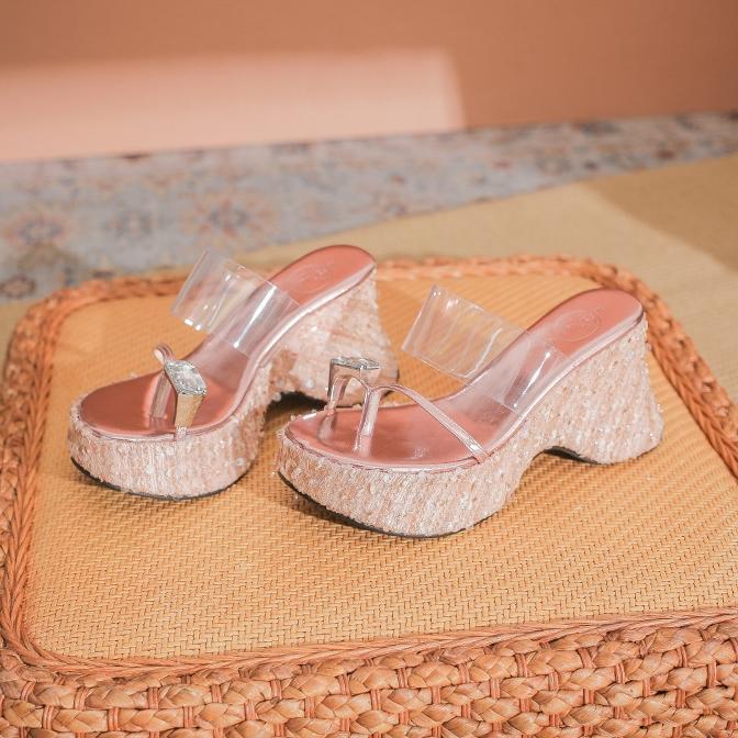 Flip Flops Damen Plateau Keilsandaletten Damen Sommer Draußen Neu Mittelhoch Absatz Strass Pailletten Fischgräten Sandalen