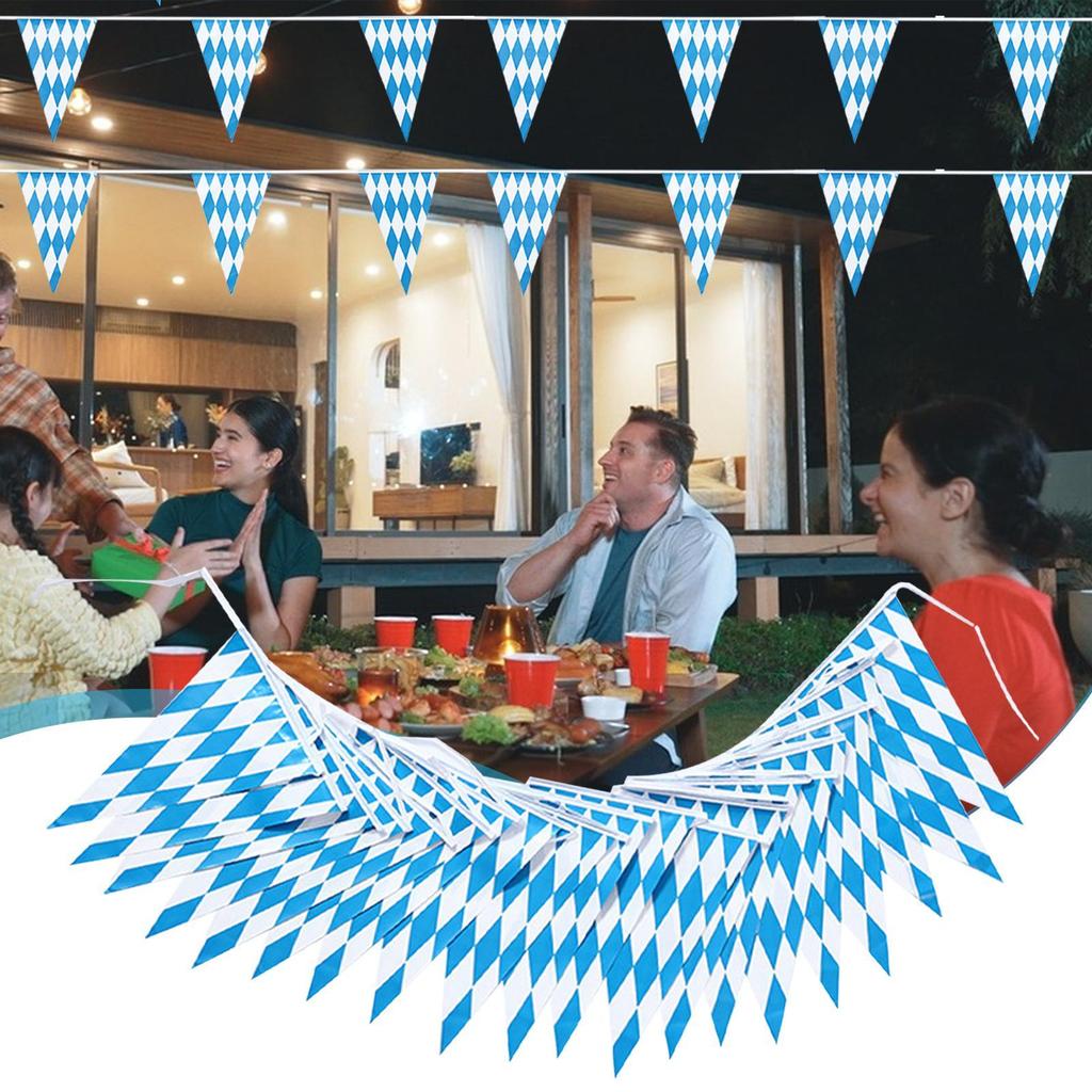Oktoberfest Blau Weiß Dreieckige Wimpelketten 20 Stück Themen-Girlande Oktoberfest München Event Atmosphäre Dekoration